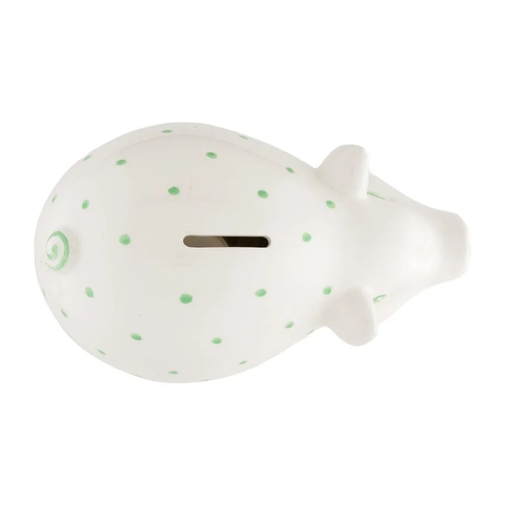 White and Green Polka Dot Fish Bank